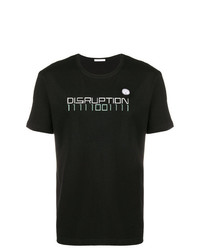 schwarzes bedrucktes T-Shirt mit einem Rundhalsausschnitt von Societe Anonyme