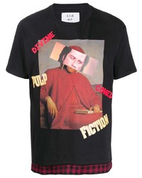 schwarzes bedrucktes T-Shirt mit einem Rundhalsausschnitt von Sold Out Frvr