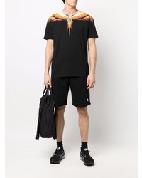 schwarzes bedrucktes T-Shirt mit einem Rundhalsausschnitt von Marcelo Burlon County of Milan