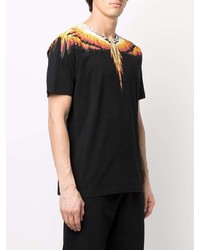 schwarzes bedrucktes T-Shirt mit einem Rundhalsausschnitt von Marcelo Burlon County of Milan