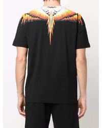 schwarzes bedrucktes T-Shirt mit einem Rundhalsausschnitt von Marcelo Burlon County of Milan