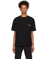 schwarzes bedrucktes T-Shirt mit einem Rundhalsausschnitt von Solid Homme