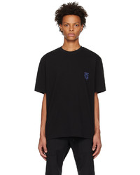 schwarzes bedrucktes T-Shirt mit einem Rundhalsausschnitt von Solid Homme