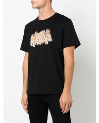 schwarzes bedrucktes T-Shirt mit einem Rundhalsausschnitt von MCM