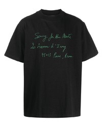 schwarzes bedrucktes T-Shirt mit einem Rundhalsausschnitt von Song For The Mute
