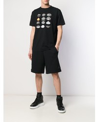 schwarzes bedrucktes T-Shirt mit einem Rundhalsausschnitt von Marcelo Burlon County of Milan