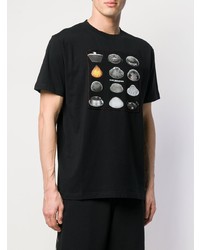 schwarzes bedrucktes T-Shirt mit einem Rundhalsausschnitt von Marcelo Burlon County of Milan