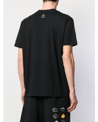 schwarzes bedrucktes T-Shirt mit einem Rundhalsausschnitt von Marcelo Burlon County of Milan