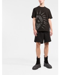 schwarzes bedrucktes T-Shirt mit einem Rundhalsausschnitt von Moncler