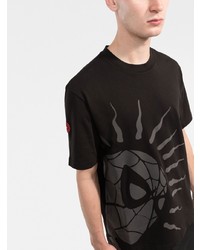 schwarzes bedrucktes T-Shirt mit einem Rundhalsausschnitt von Moncler