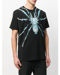 schwarzes bedrucktes T-Shirt mit einem Rundhalsausschnitt von Marcelo Burlon County of Milan