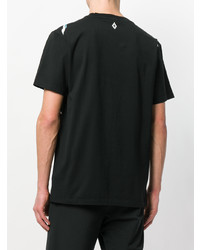 schwarzes bedrucktes T-Shirt mit einem Rundhalsausschnitt von Marcelo Burlon County of Milan