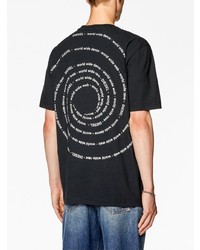 schwarzes bedrucktes T-Shirt mit einem Rundhalsausschnitt von Diesel