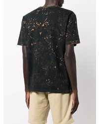 schwarzes bedrucktes T-Shirt mit einem Rundhalsausschnitt von Stone Island