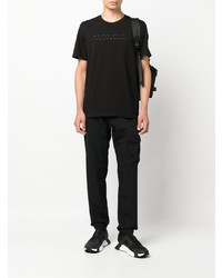 schwarzes bedrucktes T-Shirt mit einem Rundhalsausschnitt von Moncler