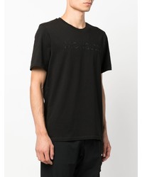 schwarzes bedrucktes T-Shirt mit einem Rundhalsausschnitt von Moncler