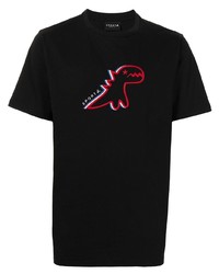 schwarzes bedrucktes T-Shirt mit einem Rundhalsausschnitt von SPORT b. by agnès b.