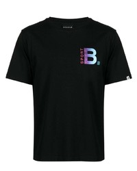 schwarzes bedrucktes T-Shirt mit einem Rundhalsausschnitt von SPORT b. by agnès b.
