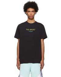 schwarzes bedrucktes T-Shirt mit einem Rundhalsausschnitt von Sporty & Rich