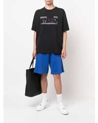 schwarzes bedrucktes T-Shirt mit einem Rundhalsausschnitt von Heron Preston