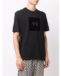 schwarzes bedrucktes T-Shirt mit einem Rundhalsausschnitt von Y-3