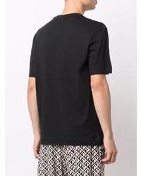 schwarzes bedrucktes T-Shirt mit einem Rundhalsausschnitt von Y-3