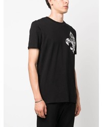 schwarzes bedrucktes T-Shirt mit einem Rundhalsausschnitt von Philipp Plein