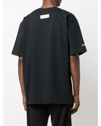 schwarzes bedrucktes T-Shirt mit einem Rundhalsausschnitt von Heron Preston