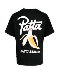 schwarzes bedrucktes T-Shirt mit einem Rundhalsausschnitt von PATTA