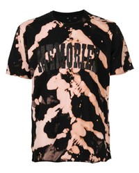 schwarzes bedrucktes T-Shirt mit einem Rundhalsausschnitt von Stain Shade