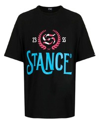 schwarzes bedrucktes T-Shirt mit einem Rundhalsausschnitt von Stance