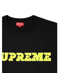 schwarzes bedrucktes T-Shirt mit einem Rundhalsausschnitt von Supreme