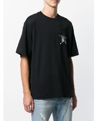 schwarzes bedrucktes T-Shirt mit einem Rundhalsausschnitt von Diesel Black Gold