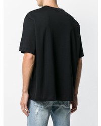 schwarzes bedrucktes T-Shirt mit einem Rundhalsausschnitt von Diesel Black Gold