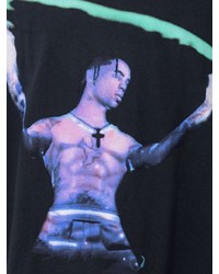 schwarzes bedrucktes T-Shirt mit einem Rundhalsausschnitt von Travis Scott