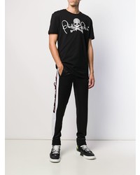 schwarzes bedrucktes T-Shirt mit einem Rundhalsausschnitt von Philipp Plein