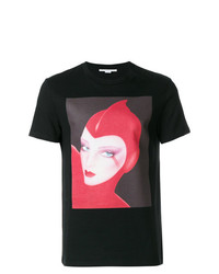 schwarzes bedrucktes T-Shirt mit einem Rundhalsausschnitt von Stella McCartney