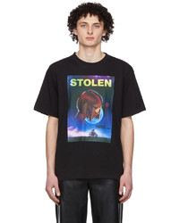schwarzes bedrucktes T-Shirt mit einem Rundhalsausschnitt von Stolen Girlfriends Club