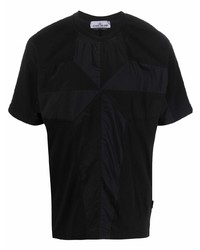 schwarzes bedrucktes T-Shirt mit einem Rundhalsausschnitt von Stone Island