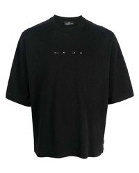 schwarzes bedrucktes T-Shirt mit einem Rundhalsausschnitt von Stone Island Shadow Project