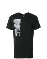 schwarzes bedrucktes T-Shirt mit einem Rundhalsausschnitt von Stone Island Shadow Project