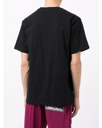 schwarzes bedrucktes T-Shirt mit einem Rundhalsausschnitt von A Bathing Ape