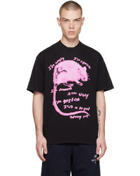 schwarzes bedrucktes T-Shirt mit einem Rundhalsausschnitt von Stray Rats