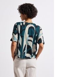 schwarzes bedrucktes T-Shirt mit einem Rundhalsausschnitt von STREET ONE