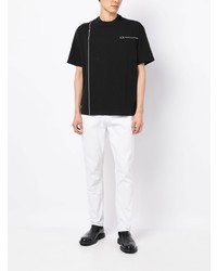 schwarzes bedrucktes T-Shirt mit einem Rundhalsausschnitt von Armani Exchange