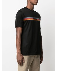 schwarzes bedrucktes T-Shirt mit einem Rundhalsausschnitt von Paul Smith