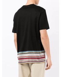 schwarzes bedrucktes T-Shirt mit einem Rundhalsausschnitt von Paul Smith