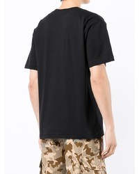 schwarzes bedrucktes T-Shirt mit einem Rundhalsausschnitt von A Bathing Ape