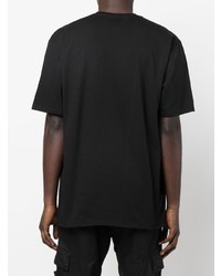 schwarzes bedrucktes T-Shirt mit einem Rundhalsausschnitt von Stussy