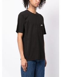 schwarzes bedrucktes T-Shirt mit einem Rundhalsausschnitt von Stussy